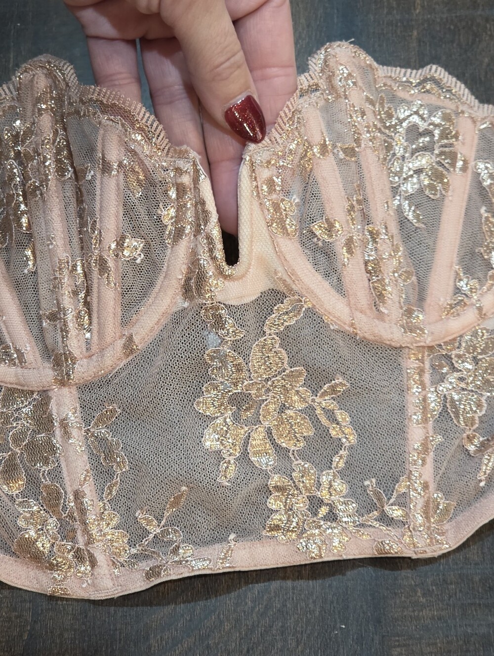 Victoria's Secret Pink & Gold Jacquard Strapless Corset - Picture 4 of 9